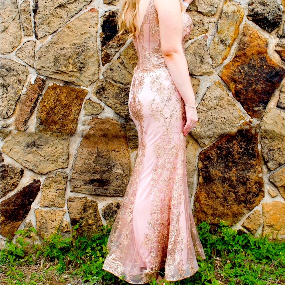 Cinderella Divine Pink and Gold Women's Prom Dress